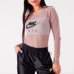 Nike Gray Mesh Long sleeve Bodysuit NWT